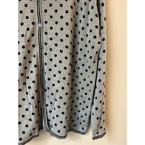 Rafaella Women's Gray Black Polka Dot Button Cardigan XL Scandinavian Trendy - Picture 2 of 6
